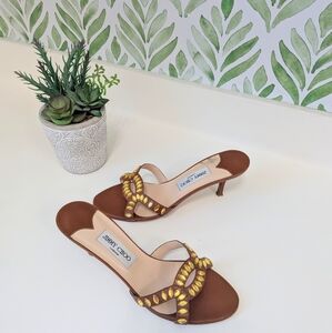 Jimmy Choo Brown Leather Sandal Heels 40